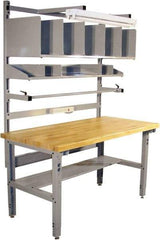 Proline - 60 Wide x 30" Deep x 36" High, Maple Workbench - Adjustable Height Legs, Light Gray - USA Tool & Supply