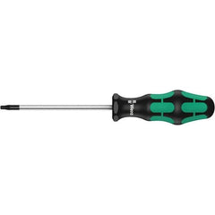 Wera - T8 Tamper Resistant Torx Driver - 2-3/8" Blade Length, 8-17/64" OAL, Ergonomic Handle, Chrome Plated Steel - USA Tool & Supply