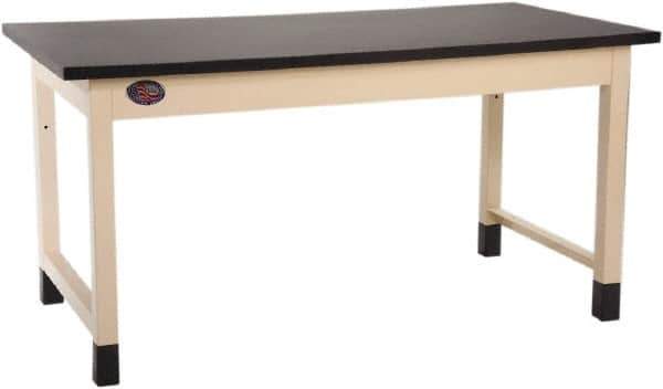 Proline - 60 Wide x 30" Deep x 36" High, Chem-Guard Workbench - Adjustable Height Legs, Light Beige - USA Tool & Supply