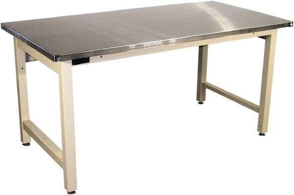 Proline - 60 Wide x 30" Deep x 36" High, Stainless Steel Workbench - Adjustable Height Legs, Light Beige - USA Tool & Supply