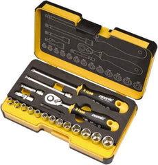 Felo - 19 Piece 1/4" Drive Chrome Finish Socket Set - 6 Points, 1/8" to 9/16" Range, Inch Measurement Standard - USA Tool & Supply
