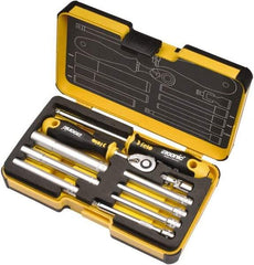 Felo - 10 Piece 1/4" Drive Chrome Finish Socket Set - 6 Points, 5.5mm to 13mm Range, Metric Measurement Standard - USA Tool & Supply