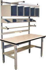 Proline - 72 Wide x 30" Deep x 36" High, Static Dissipative Workbench - Adjustable Height Legs, Light Gray - USA Tool & Supply