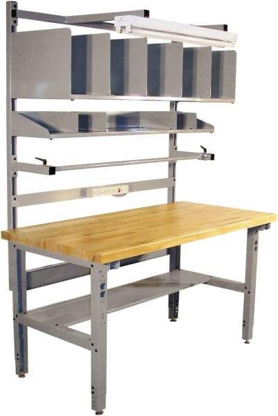 Proline - 72 Wide x 30" Deep x 36" High, Maple Workbench - Adjustable Height Legs, Light Gray - USA Tool & Supply