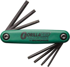 Bondhus - 7 Piece T7 to T25 Fold-Up Torx Key Set - 7, 8, 9, 10, 15, 20, 25 Torx Size - USA Tool & Supply