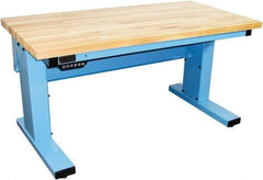 Proline - 60 Wide x 30" Deep x 42-1/2" High, Maple Workbench - Adjustable Height Legs, Light Blue - USA Tool & Supply