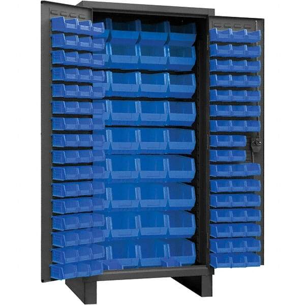 Durham - 132 Bin Storage Cabinet - Steel, 36" Wide x 24" Deep x 78" High, Gray - USA Tool & Supply
