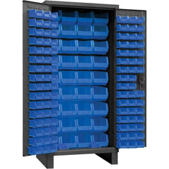 Durham - 132 Bin Storage Cabinet - Steel, 36" Wide x 24" Deep x 78" High, Gray - USA Tool & Supply
