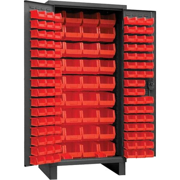 Durham - 132 Bin Storage Cabinet - Steel, 36" Wide x 24" Deep x 78" High, Gray - USA Tool & Supply