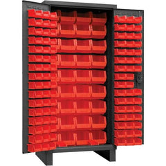 Durham - 132 Bin Storage Cabinet - Steel, 36" Wide x 24" Deep x 78" High, Gray - USA Tool & Supply
