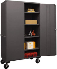Durham - 4 Shelf Locking Storage Cabinet - Steel, 36" Wide x 24" Deep x 80" High, Gray - USA Tool & Supply