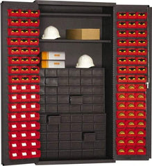 Durham - 2 Shelf 96 Bin Storage Cabinet - Steel, 38" Wide x 26" Deep x 72" High, Gray - USA Tool & Supply