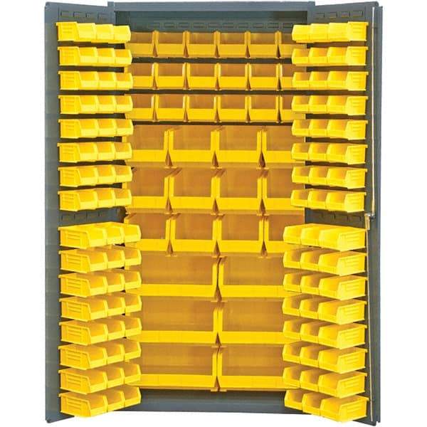 Durham - 132 Bin Storage Cabinet - Steel, 36" Wide x 24" Deep x 72" High, Gray - USA Tool & Supply