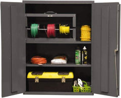 Durham - 2 Shelf Locking Storage Cabinet - Steel, 36" Wide x 18" Deep x 48" High, Gray - USA Tool & Supply