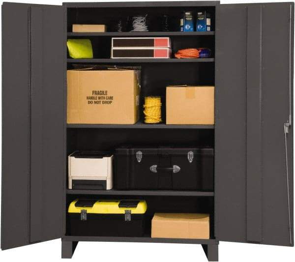 Durham - 4 Shelf Locking Storage Cabinet - Steel, 60" Wide x 24" Deep x 84" High, Gray - USA Tool & Supply