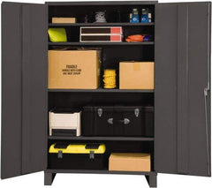 Durham - 4 Shelf Locking Storage Cabinet - Steel, 60" Wide x 24" Deep x 84" High, Gray - USA Tool & Supply