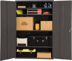 Durham - 4 Shelf Locking Storage Cabinet - Steel, 48" Wide x 24" Deep x 84" High, Gray - USA Tool & Supply