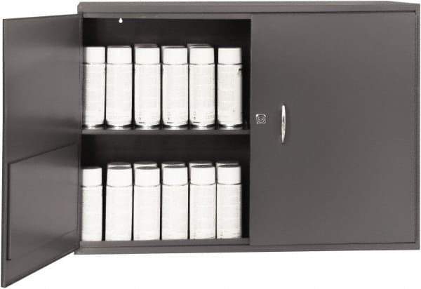 Durham - 1 Shelf Wall Storage Cabinet - Steel, 33-3/4" Wide x 11-7/8" Deep x 23-7/8" High, Gray - USA Tool & Supply