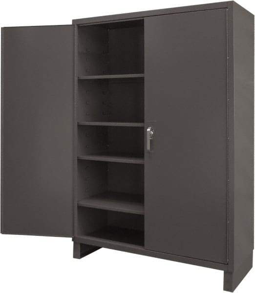 Durham - 4 Shelf Locking Storage Cabinet - Steel, 60" Wide x 24" Deep x 84" High, Gray - USA Tool & Supply