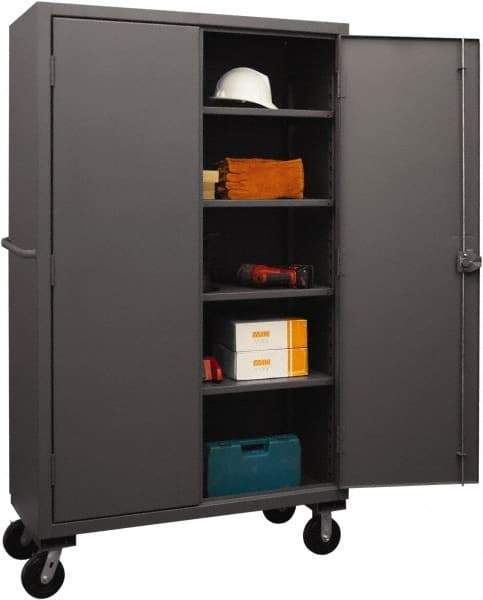 Durham - 4 Shelf Mobile Storage Cabinet - Steel, 48" Wide x 24" Deep x 80" High, Gray - USA Tool & Supply