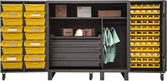 Durham - 2 Shelf 78 Bin Storage Cabinet - Steel, 36" Wide x 36" Deep x 60" High, Gray - USA Tool & Supply