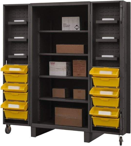 Durham - 10 Shelf 12 Bin Storage Cabinet - Steel, 36" Wide x 36" Deep x 78" High, Gray - USA Tool & Supply