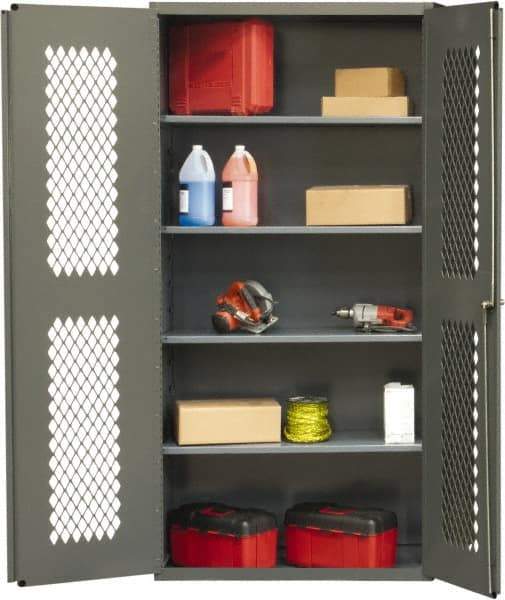 Durham - 4 Shelf Locking Storage Cabinet - Steel, 36" Wide x 24" Deep x 72" High, Gray - USA Tool & Supply