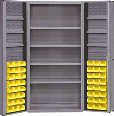 Durham - 10 Shelf 48 Bin Storage Cabinet - Steel, 36" Wide x 24" Deep x 72" High, Gray - USA Tool & Supply