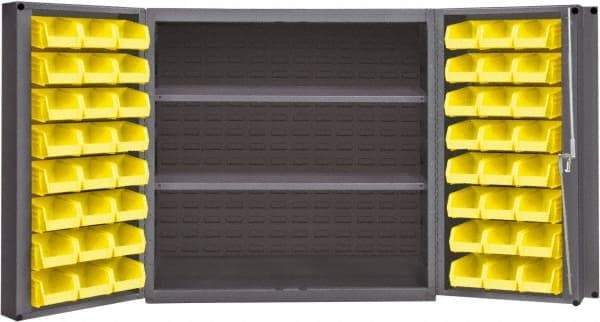 Durham - 2 Shelf 48 Bin Storage Cabinet - Steel, 36" Wide x 24" Deep x 36" High, Gray - USA Tool & Supply