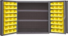 Durham - 2 Shelf 48 Bin Storage Cabinet - Steel, 36" Wide x 24" Deep x 36" High, Gray - USA Tool & Supply