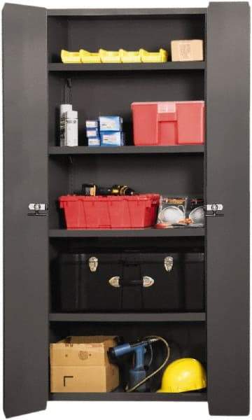Durham - 4 Shelf Locking Storage Cabinet - Steel, 36" Wide x 20" Deep x 84" High, Gray - USA Tool & Supply