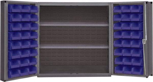 Durham - 2 Shelf 48 Bin Storage Cabinet - Steel, 36" Wide x 24" Deep x 72" High, Gray - USA Tool & Supply