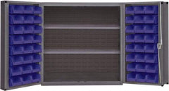 Durham - 2 Shelf 48 Bin Storage Cabinet - Steel, 36" Wide x 24" Deep x 72" High, Gray - USA Tool & Supply