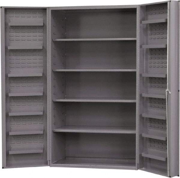 Durham - 4 Shelf Locking Storage Cabinet - Steel, 48" Wide x 24" Deep x 72" High, Gray - USA Tool & Supply