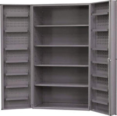 Durham - 4 Shelf Locking Storage Cabinet - Steel, 48" Wide x 24" Deep x 72" High, Gray - USA Tool & Supply
