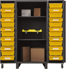 Durham - 2 Shelf 24 Bin Storage Cabinet - Steel, 36" Wide x 36" Deep x 78" High, Gray - USA Tool & Supply