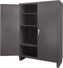 Durham - 3 Shelf Locking Storage Cabinet - Steel, 60" Wide x 24" Deep x 84" High, Gray - USA Tool & Supply