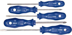 Felo - 5 Piece Phillips & Slotted Screwdriver Set - Bit Sizes: Philips #1 to #2, Comes in Cardboard/Plastic Window - USA Tool & Supply