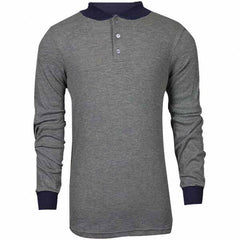 National Safety Apparel - Size 4XL Gray Flame Resistant/Retardant Long Sleeve T-Shirt - Exact Industrial Supply