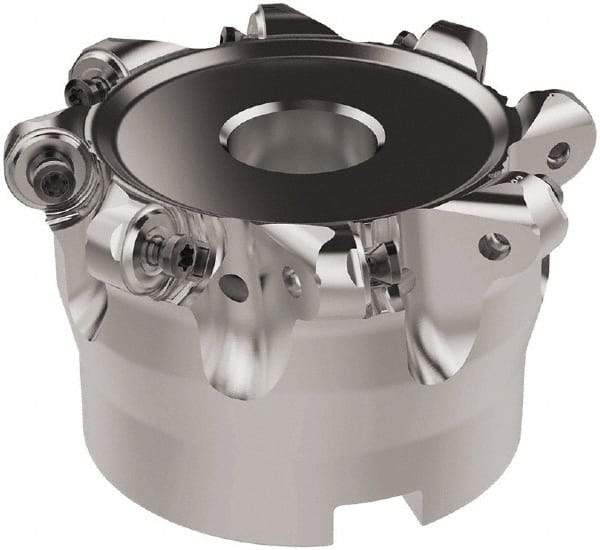 Seco - 80mm Cut Diam, 6mm Max Depth, 27mm Arbor Hole, 8 Inserts, RNMU12.. Insert Style, Indexable Copy Face Mill - R220.28 Cutter Style, 10,000 Max RPM, 50mm High, Through Coolant, Series R220 - USA Tool & Supply