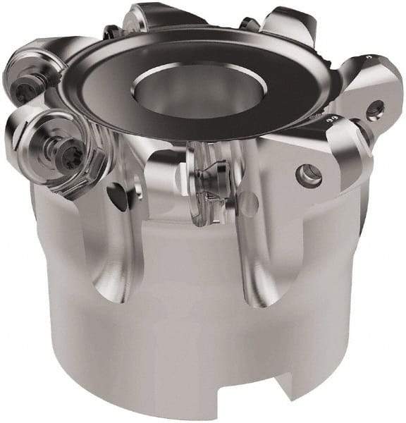 Seco - 66mm Cut Diam, 6mm Max Depth, 27mm Arbor Hole, 7 Inserts, RNMU12.. Insert Style, Indexable Copy Face Mill - R220.28 Cutter Style, 10,900 Max RPM, 50mm High, Through Coolant, Series R220 - USA Tool & Supply