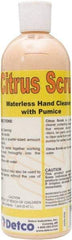 Detco - 16 oz Squeeze Bottle Cream Hand Cleaner with Grit - Orange (Color), Citrus Scent - USA Tool & Supply