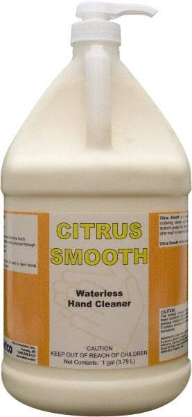 Detco - 1 Gal Pump Bottle Waterless Cream Waterless Hand Cleaner - Yellow, Citrus Scent - USA Tool & Supply