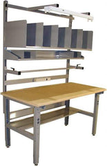Proline - 72 Wide x 30" Deep x 36" High, Coated MDF Workbench - Adjustable Height Legs, Light Gray - USA Tool & Supply