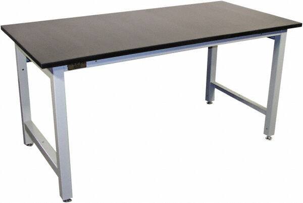 Proline - 72 Wide x 36" Deep x 36" High, Chem-Guard Workbench - Adjustable Height Legs, Light Gray - USA Tool & Supply