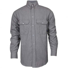 National Safety Apparel - Size XL Gray Flame Resistant/Retardant Long Sleeve Button Down Shirt - Exact Industrial Supply