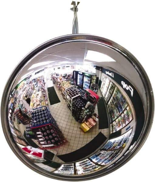 Se-Kure Domes&Mirrors - Indoor Round Convex Safety, Traffic & Inspection Mirrors - Acrylic Lens, Hardboard Backing, 24" Diam, 72' Max Covered Distance - USA Tool & Supply