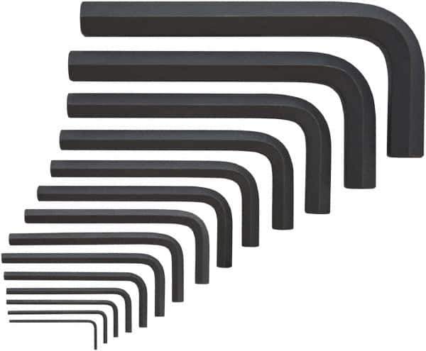 Bondhus - 14 Piece, L-Key Mini Hex Key Set - 2 to 19mm Range, Protanium High Torque Steel - USA Tool & Supply