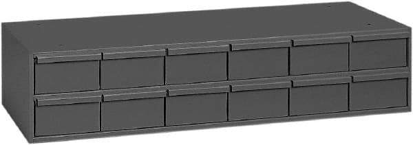 Durham - 12 Drawer, Small Parts Steel Storage Cabinet - 11-5/8" Deep x 33-3/4" Wide x 7-3/8" High - USA Tool & Supply