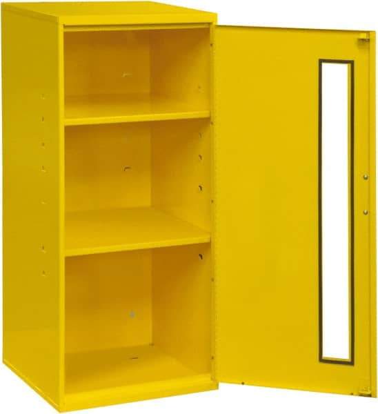 Durham - 2 Shelf Wall Storage Cabinet - Steel, 13-3/4" Wide x 12-3/4" Deep x 30" High, Yellow - USA Tool & Supply